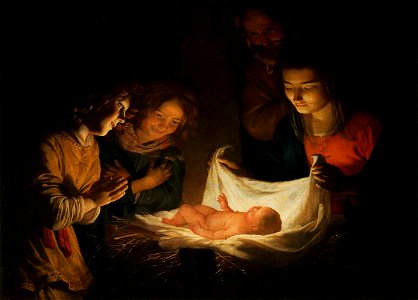 Gerard van Honthorst - Adoration of the Child - WGA11655. Free illustration for personal and commercial use.