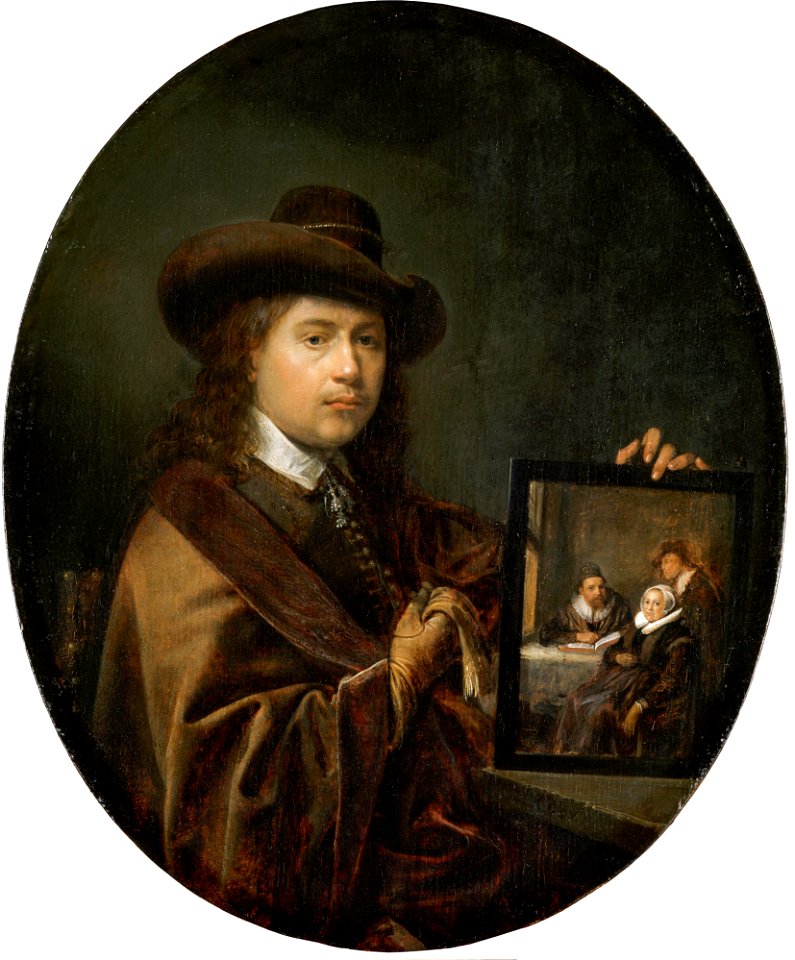 Gerard Dou - Self-portrait with family portrait