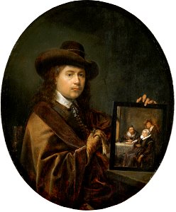 Gerard Dou - Self-portrait with family portrait
