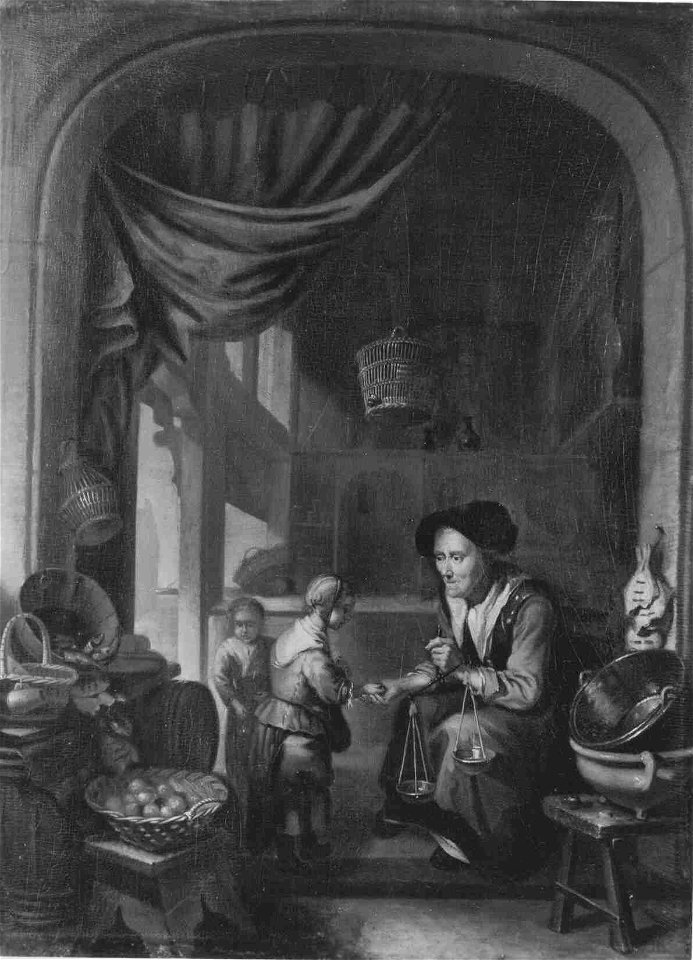 Gerard Dou (^) - Obst- und Gemüsehändlerin - 6623 - Bavarian State Painting Collections