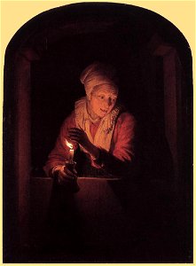 Gerard Dou - Old Woman with a Candle - WGA06653. Free illustration for personal and commercial use.