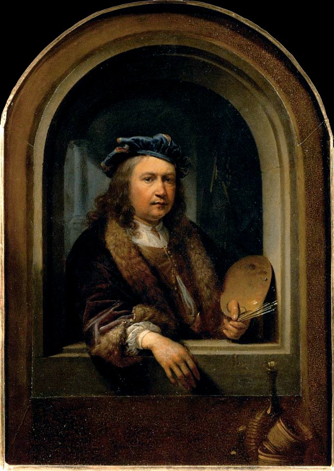 Gerard Dou - Self-Portrait with a Palette, in a Niche - WGA06661