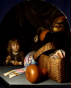 Gerard Dou - Still Life with a Boy Blowing Soap-bubbles - Google Art Project. Free illustration for personal and commercial use.