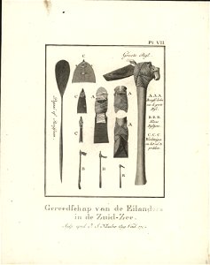 Gereedschap van de Eilanders in de Zuid-Zee, objectnr A 58253