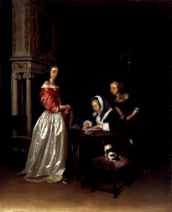 Gerard ter Borch (II) - Curiosity - WGA22128. Free illustration for personal and commercial use.