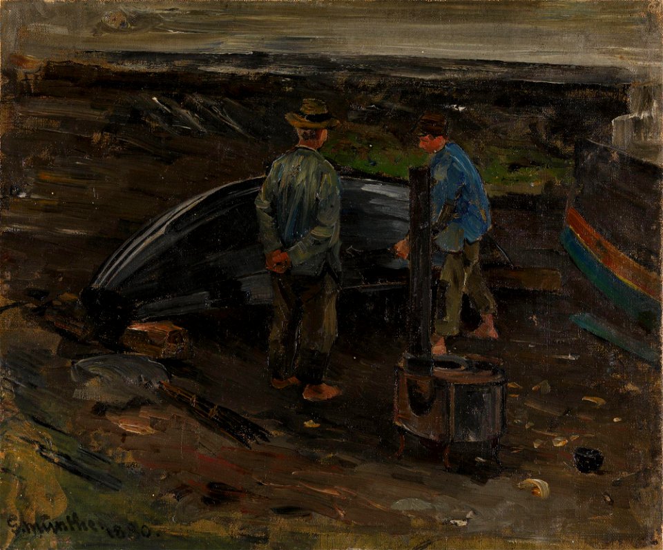 Gerhard Munthe - Boys taring a Boat, Nevlunghavn - NG.M.01307 - National Museum of Art, Architecture and Design
