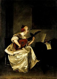 Gerard ter Borch (II) - The Lute Player - WGA22149. Free illustration for personal and commercial use.