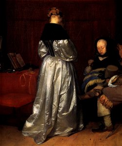 Gerard ter Borch (II) - Paternal Admonition (detail) - WGA22112. Free illustration for personal and commercial use.