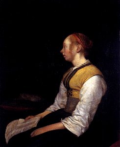 Gerard ter Borch (II) - Seated Girl in Peasant Costume - WGA22145. Free illustration for personal and commercial use.