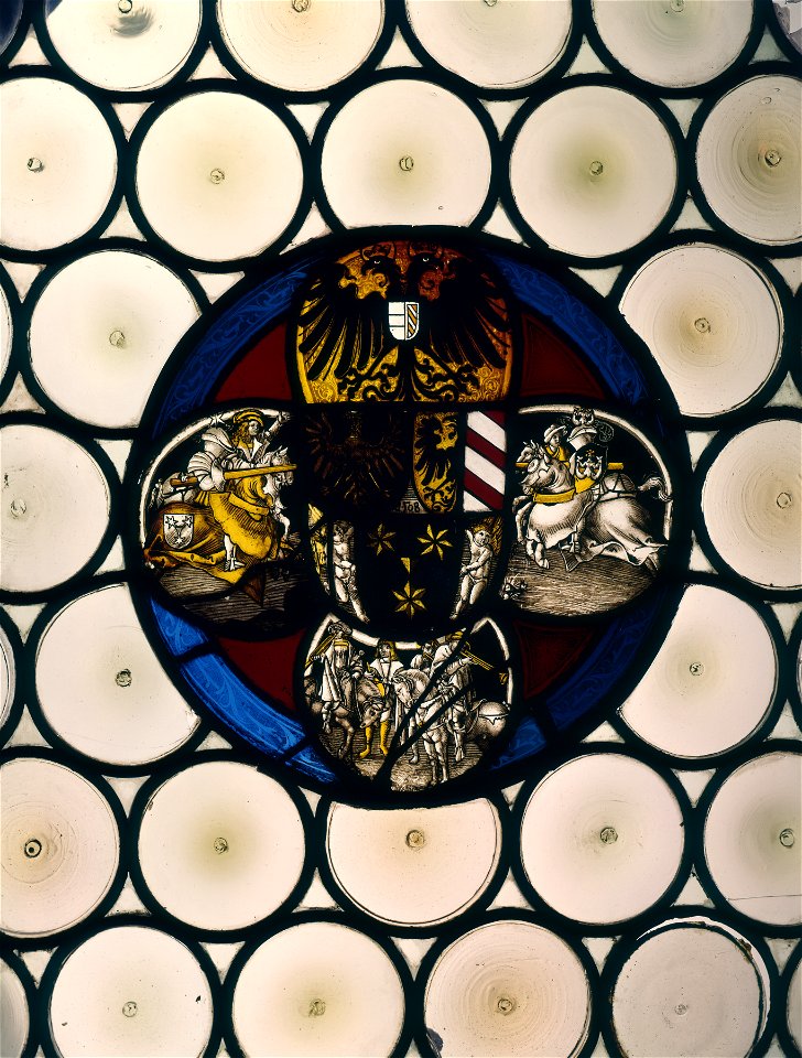 German - Stained Glass Roundel with Jousting Scenes - Walters 4676