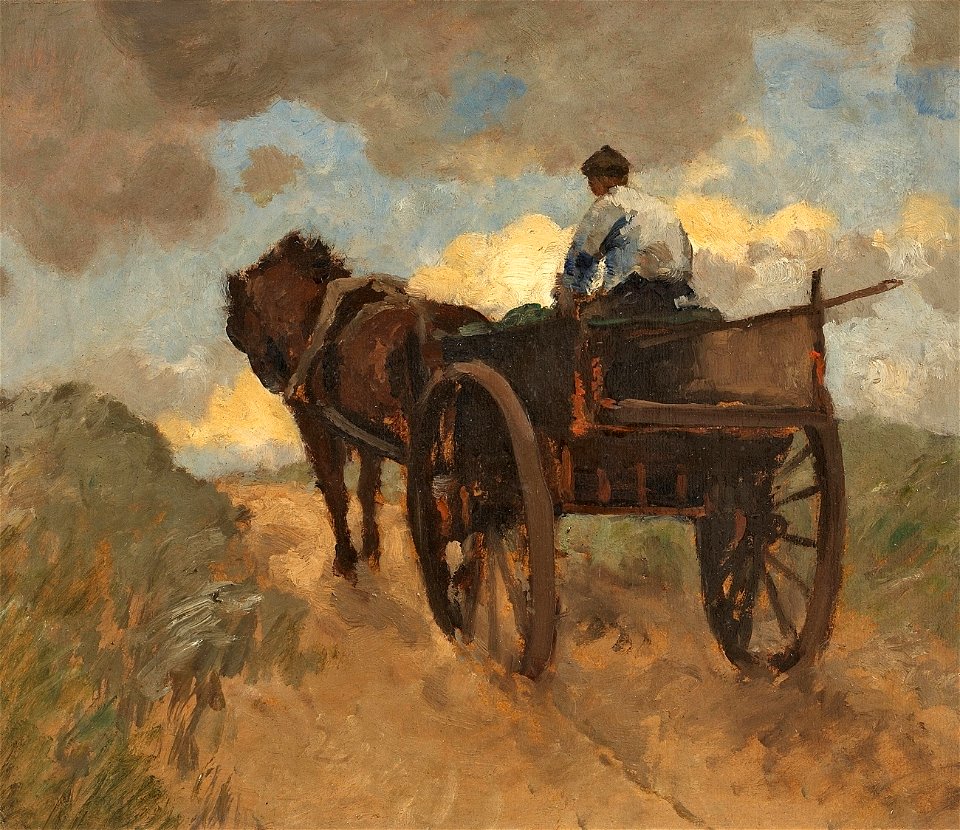 German Grobe Bauer mit Pferdefuhrwerk