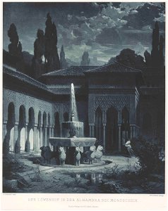 Gerhardt Der Löwenhof in der Alhambra bei Mondschein