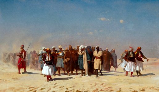 Jean-Leon Gerome - Egyptian Recruits Crossing the Desert. Free illustration for personal and commercial use.