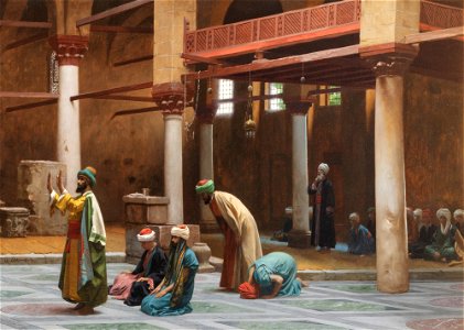 Prayers in the Mosque by Jean-Léon Gérôme, 1892. Free illustration for personal and commercial use.