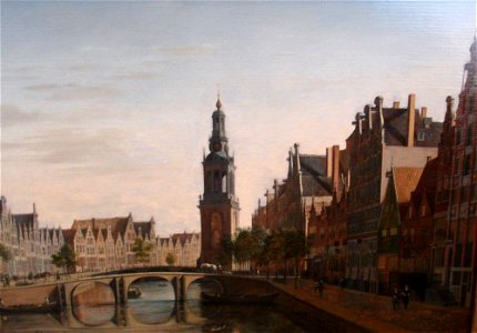Gerrit Berckheyde - View of the Singel in Amsterdam with the Jan Rodenpoortstoren, Amsterdam