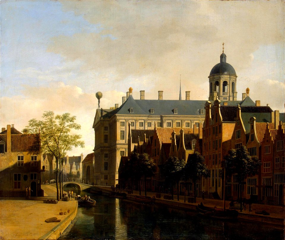 Gerrit Berckheyde - View of the Nieuwezijds Voorburgwal with the Amsterdam City Hall
