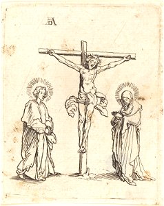 German 16th Century after Albrecht Dürer - The Crucifixion with the Virgin and Saint John. Free illustration for personal and commercial use.