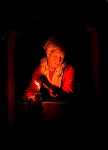 Gerrit Dou - Oude vrouw bij een kaars