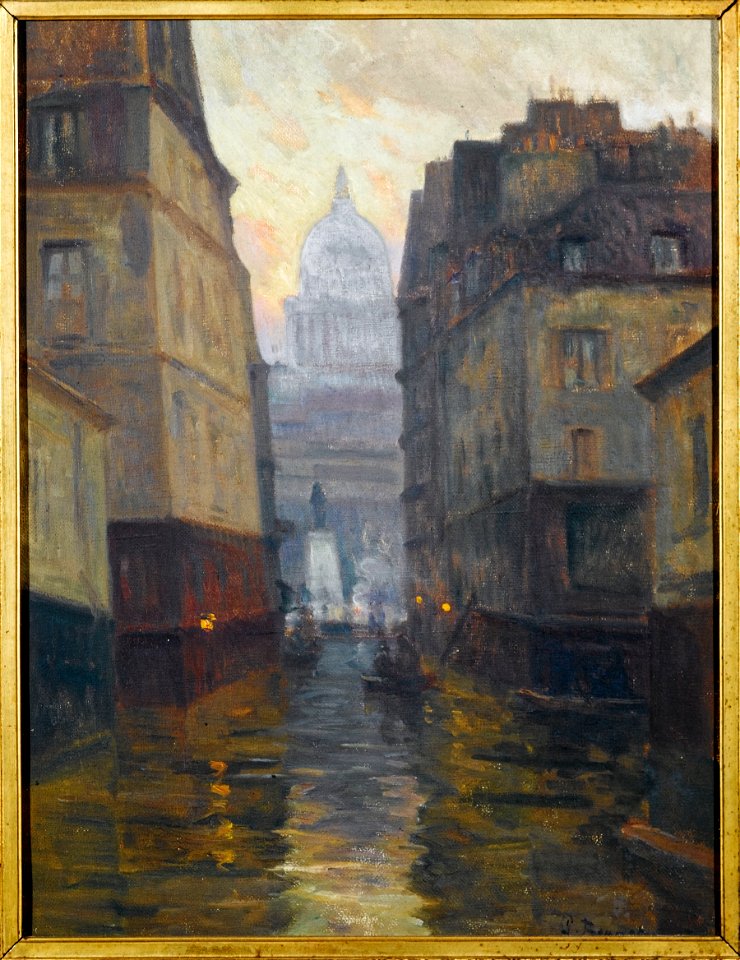Germain Eugène Bonneton - La rue du Haut-Pavé vers la place Maubert (inondations de 1910) - P1019 - Musée Carnavalet