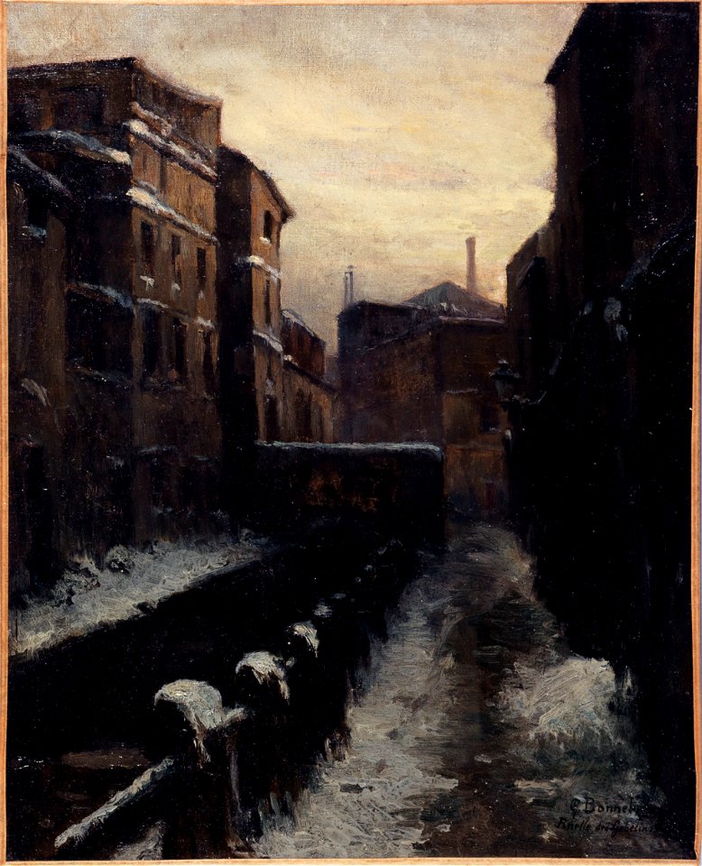 Germain Eugène Bonneton - Vue de la Bièvre, ruelle des Gobelins (effet de neige) - P377 - Musée Carnavalet