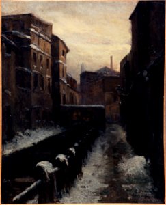Germain Eugène Bonneton - Vue de la Bièvre, ruelle des Gobelins (effet de neige) - P377 - Musée Carnavalet