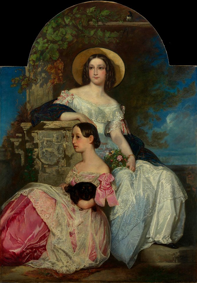 German von Bohn (1812-1899) - Princess Adelaide of Hohenlohe-Langenburg (1835-1900) and Princess Feodore of Hohenlohe-Langenburg (1839-1872) - RCIN 403886 - Royal Collection