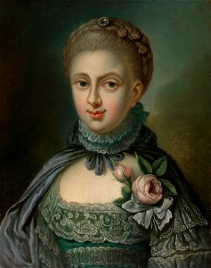 German School, 18th century - Augusta, Princess of Saxe-Gotha, later Princess of Wales (1719-72) - RCIN 404497 - Royal Collection. Free illustration for personal and commercial use.