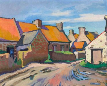 Rue de village et maisons, Bretagne by Paul Elie Gernez