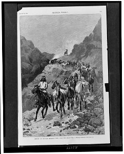 Geronimo and his band returning from a raid into Mexico - drawn by Frederick (sic) Remington. LCCN96524003