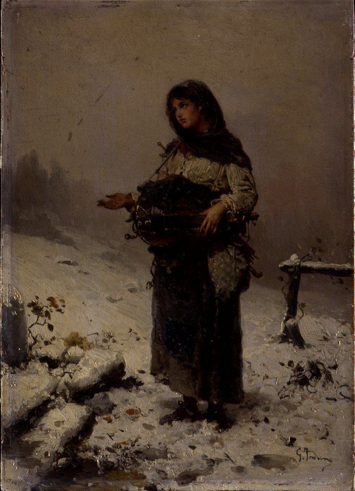 Gerolamo Induno – Mendicante sotto la neve