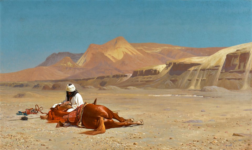 Rider and his Steed in the Desert by Jean-Léon Gérôme. Free illustration for personal and commercial use.