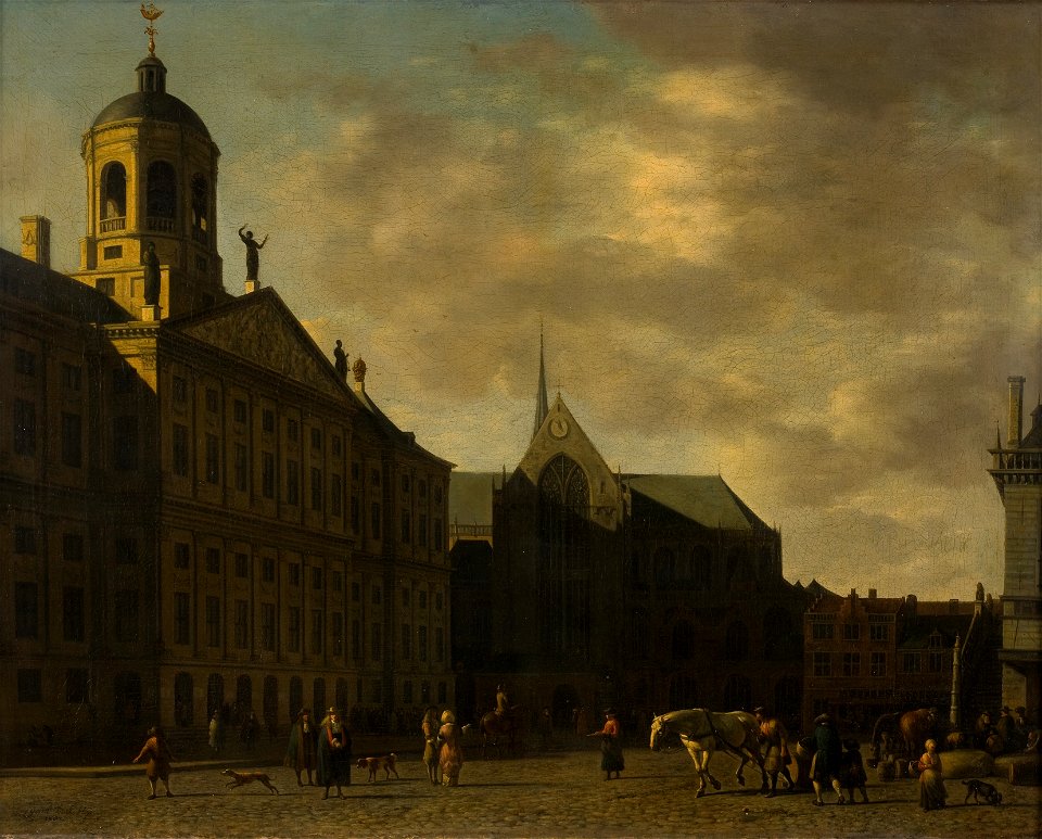 Gerrit Adriaanszn. Berckheyde - Gezicht op de Dam te Amsterdam - 0082 - Rijksmuseum Twenthe