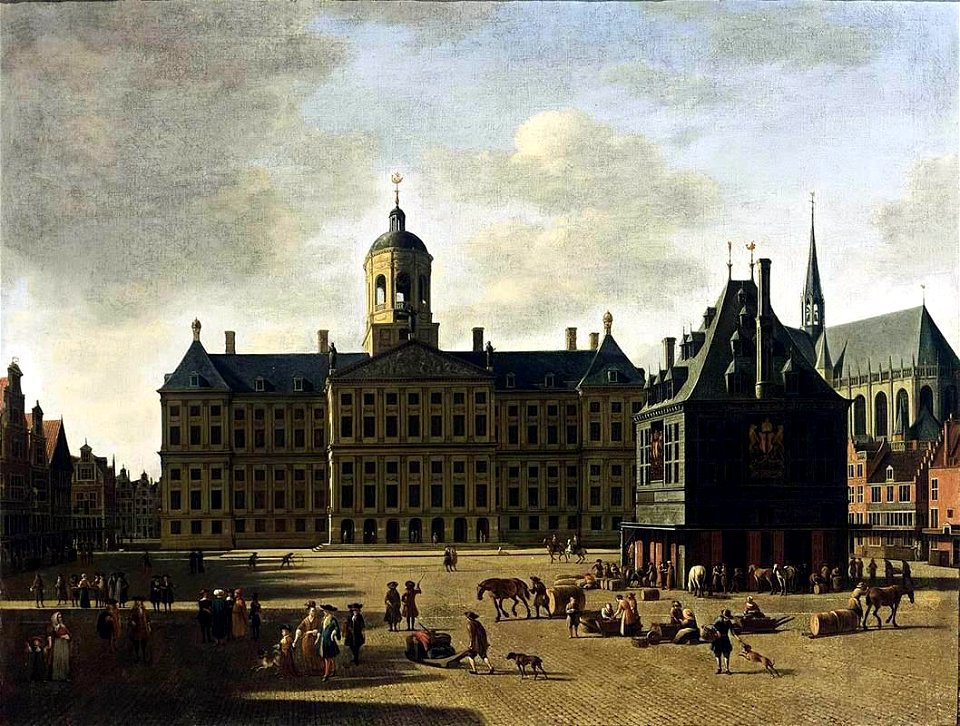 Gerrit Adriaensz. Berckheyde - Amsterdam - View of the Dam with the Town Hall - WGA01924