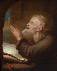 Gerrit Dou (1613-1675) (imitator of) - A Hermit at His Devotions - 436095 - National Trust