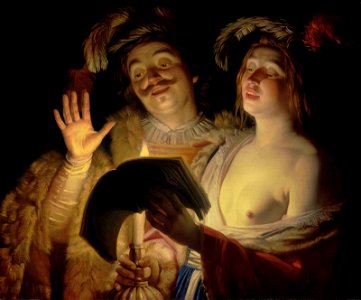 Gerrit van Honthorst - The Duet, 1624. Free illustration for personal and commercial use.