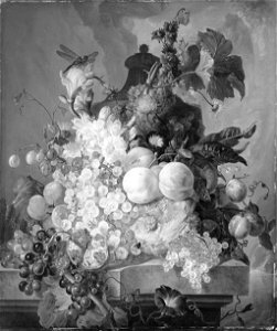 Gerrit Johan van Leeuwen - Vruchten en bloemen op een marmeren tafel - SA 2994 - Amsterdam Museum