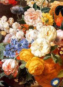 Eliaerts, Jan Frans - Bouquet of Flowers in a Sculpted Vase (detail) - 19th c. Free illustration for personal and commercial use.