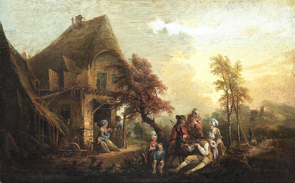 Elias Martin - Landskap med hus och musicerande sällskap
