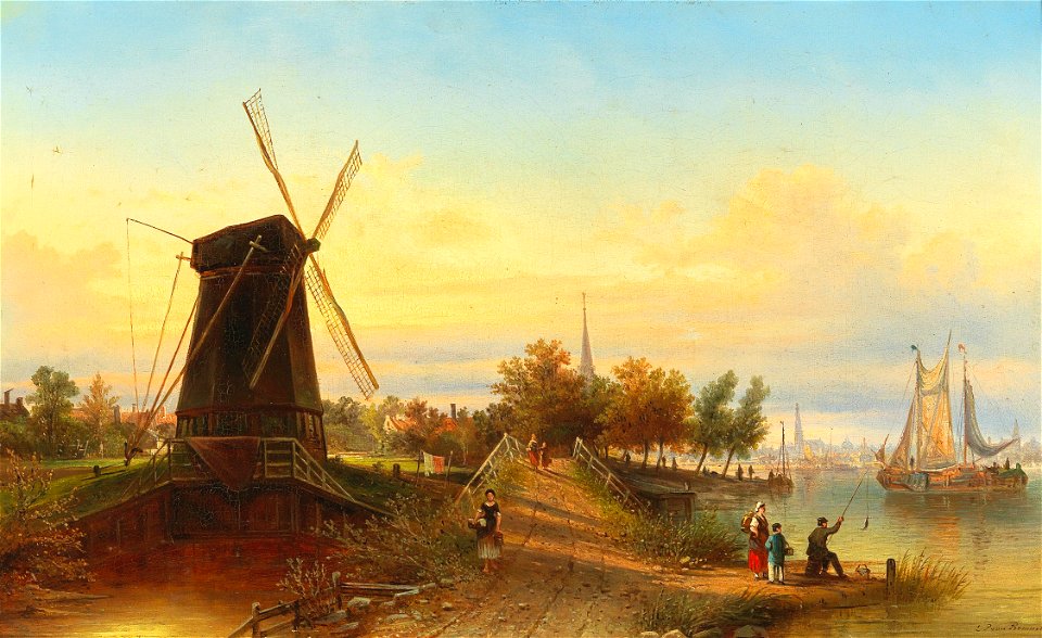 Elias van Bommel - Watermill Near Amsterdam