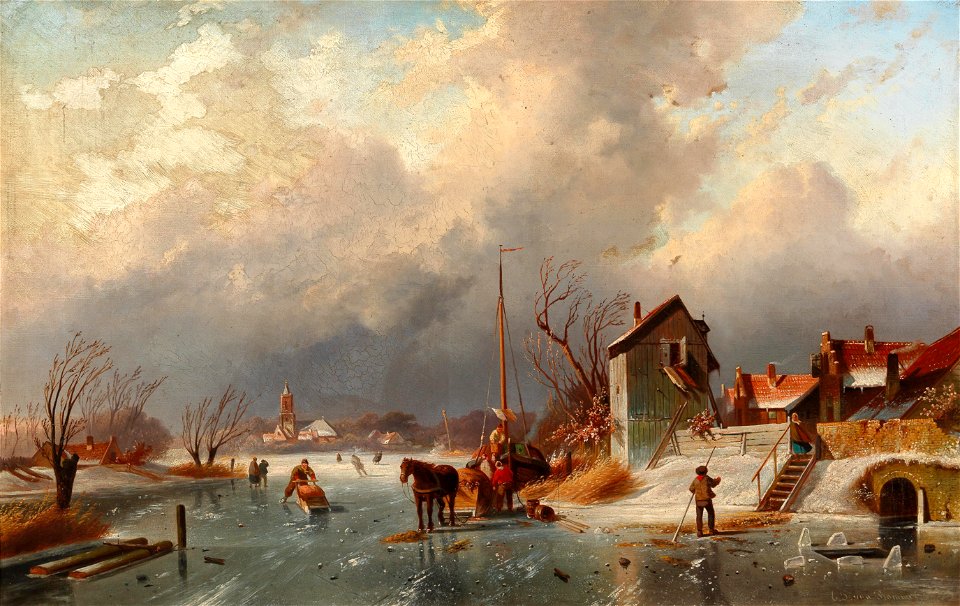 Elias van Bommel - Canal Landscape in Winter