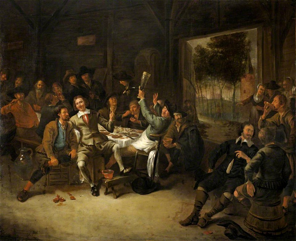 Gerrit Lundens (1622-after 1683) - Peasants Feasting in a Barn - 926838 - National Trust