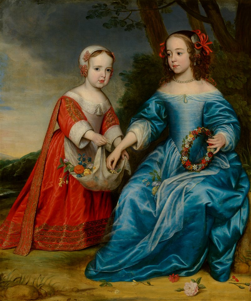 Gerrit van Honthorst - Dubbelportret van prins Willem III (1650-1702) en zijn tante Maria, prinses van Oranje (1642- 1688), als kinderen - 64 - Mauritshuis