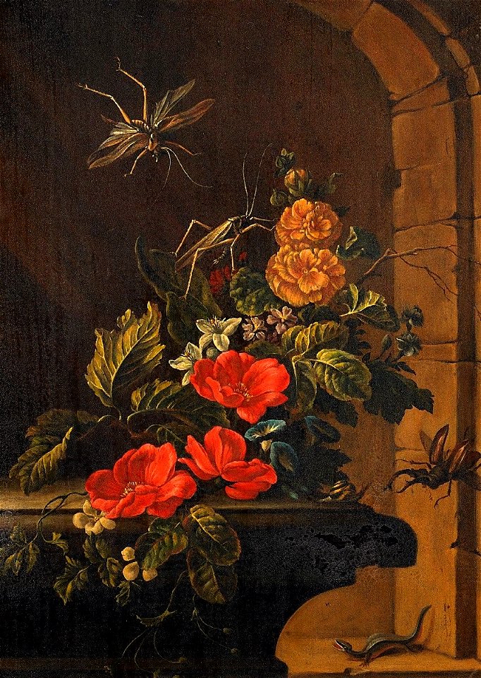 Elias van den Broeck (Nachfolge) Blumenstillleben mit Insekten