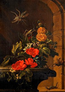 Elias van den Broeck (Nachfolge) Blumenstillleben mit Insekten