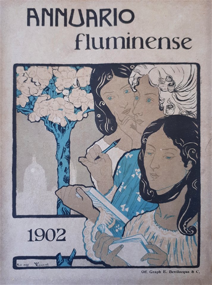 EliseuVisconti-A851-Três figuras femininas – Prova para a capa do Annuário Fluminense 1902 (1)