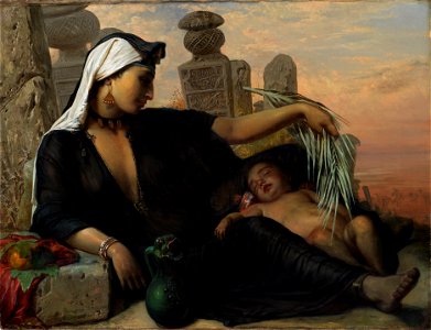 Elisabeth Jerichau Baumann - An Egyptian Fellah Woman with her Baby - Google Art Project. Free illustration for personal and commercial use.