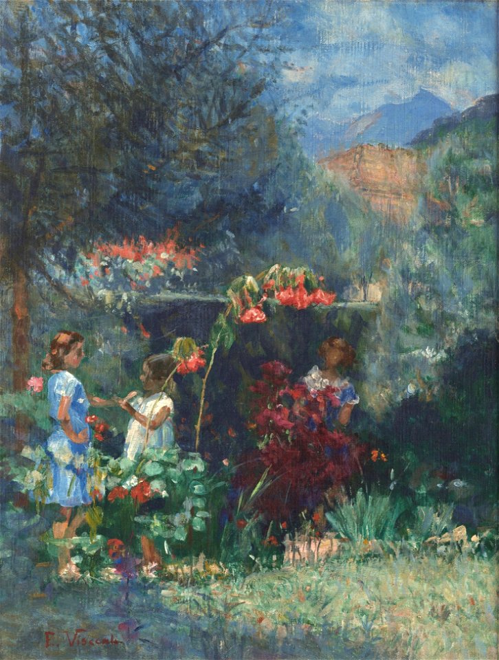 Eliseu Visconti - Três meninas no jardim