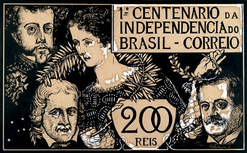 EliseuVisconti-A822-Selo comemorativo do 1º Centenário da Independência – 200 Réis – Estudo para selo