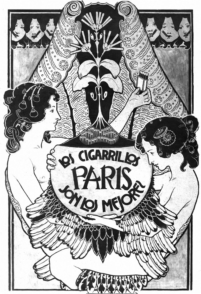 EliseuVisconti-A835-Los Cigarrillos Paris – Cartaz de propaganda de cigarros para concurso na Argentina