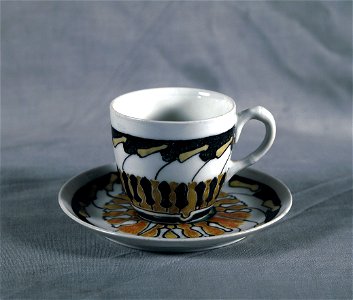 EliseuVisconti-C803-Xícara de café e pires – Porcelana Limoges pintada